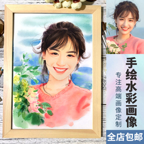 Realistic Watercolor Hand-painted avatar design couple cartoon character Image real-life photo Personality Comics
