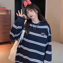 European and American hiphop striped sweater female spring and autumn loose tide ins lazy wind bf thin vintage early autumn top