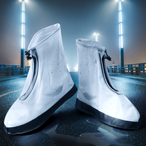 Shoe cover waterproof non-slip thickened wear-resistant bottom medium and high zipper men and women rain-proof rainy artifact foot cover rain shoe cover