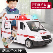 120 Ambulance Toy Children Super Size Police Car Boy Emulation Small Car Model Bus Bus Open Door