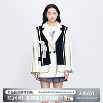 REVAN Rui Fan 2021 autumn new white deer star with sweet cool doll shawl woolen coat coat