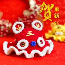 Year of the Tiger Pet Jewelry New Year Festive Tiger Head Hat Handmade Wool Knitted Cat Dog Headgear Photo Props