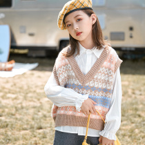 Girl Waistcoat Spring Autumn 2022 New Children Foreign Air Trendy Knit Vest CUHK Child Loose Sweater Ankshoulder Tide