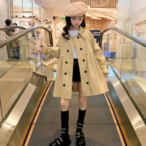 Girls Trench Coat 2021 New Childrens Western Style Early Autumn Dress Children Fashion English Coats Spring and Autumn Tide