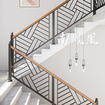 Stair handrail solid wood balcony guardrail loft decoration bay window fence iron railing indoor home simple modern