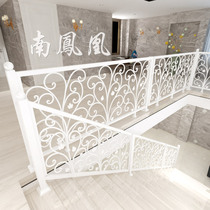 Wrought iron stair handrail Solid wood balcony guardrail European corridor railing Bay window decoration attic fence Indoor household