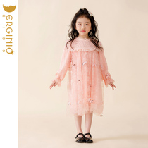Italian girls spring dress with dress new child foreign air long sleeve princess dress Summer Snow spinning little girls dress