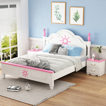 Childrens bed modern simple solid wood bed Mediterranean style single bed male and girl bed household economy bedside table