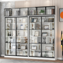 Solid Wood Bookcase Home With Door Dust Protection Lockers Custom Self Combined Light Lavish Glass Door Display Cabinet Pushdoor