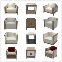 New Chinese Single Sofa Conference Reception VIP Room Portfolio Modern Minima Business Hotel Guest Office Tea Table