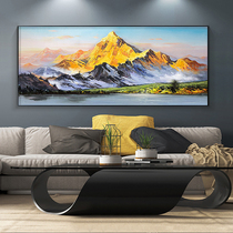 Hand-painted oil painting Rizhao Jinshan decorative painting sofa wall mural living room horizontal version New Chinese hanging painting Jusai landscape painting