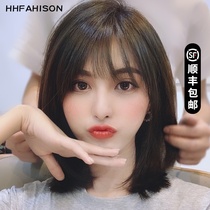 Wig womens summer short hair full head cover type natural clavicle hair bobble head real hair natural simulation wig set