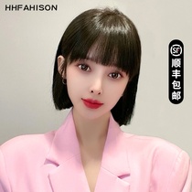  Wig Womens short hair natural full head cover type real hair bobble short hair set Wig womens long hair wig set
