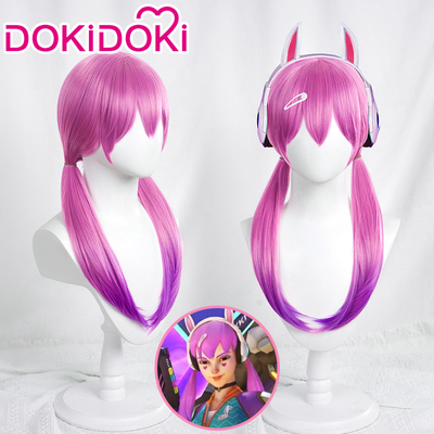taobao agent Dokidoki Spot Overwatch DVA Electronic Dance COSPLAY wig purple gradient