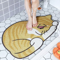 Cartoon toilet shower mat bathroom non-slip mat hollow silk loop bath anti-drop bathroom carpet door mat