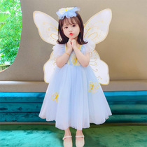 Girls wings dress elegant princess dress young childrens baby sweet butterfly fairy costume