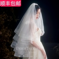 Bride wedding wedding veil Super fairy son Net red photo props short license veil white puffy short