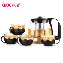 Heat-resistant glass teapot home tea bar machine black tea set flower teapot tea cup filter teapot tea maker