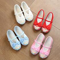 Hanfu shoes girls embroidered shoes old Beijing Childrens handmade shoes ethnic ancient school shoes dance embroidery shoes