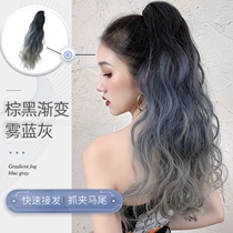 Wig female summer ponytail female curly hair Big waves dyed catch clip Fashion natural realistic strap type ultra-light long hair high