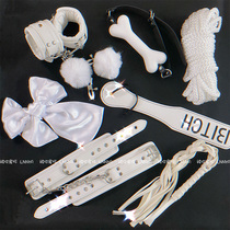 Spoiled by you: light extravagance milky white handcuffs tuning whips mouth ball leather toys imprisonment games