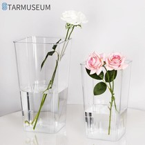 Acrylic transparent waking flower barrel flower shop special home flower raising flower barrel high barrel plastic loaded with flower flower arranging supplies