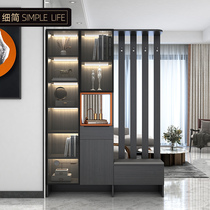 Solid wood screen entrance cabinet shoe cabinet integrated decorative cabinet living room partition cabinet light luxury modern wine cabinet Hall Cabinet