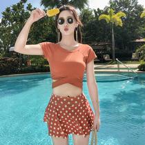 Sexy swimsuit womens two-piece split skirt thin summer swimsuit fairy fan 2021 new spa swimsuit