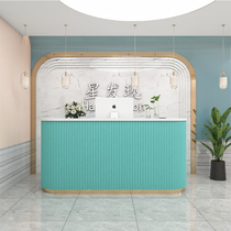 Simple and modern macaron style beauty salon health club bar table nail shop cash register front desk reception desk