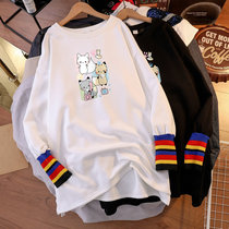 Large size maternity top 200 pounds of winter clothing in the long third trimester plus velvet thickened loose Korean version of the fashion sweater
