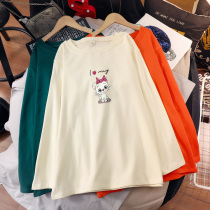 Pregnant women autumn and autumn long-sleeved T-shirt large size loose tide mother fashion belly cover cotton top base shirt 200 pounds