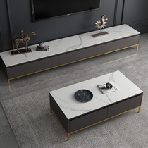 Imported Rock Plate TV Cabinet tea table Composition Modern minimalist Living room Small family type Fancy Light Lavish Baking Varnish Storage Lockers