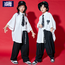 Street dance suit boys hip-hop childrens Tide brand short-sleeved childrens clothing girls jazz dance costume hiphop childrens catwalk