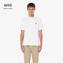 Ami Paris men 21 new Ami de Coeur Red love embroidered short sleeve polo shirt