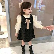 Girl dress New plus velvet winter dress baby girl 3 winter dress small fragrant wind two-piece set 8-year-old foreign vest skirt tide