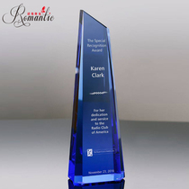Normantik original K9 crystal trophy medal engraving custom blue crystal high-grade trophy creative customization