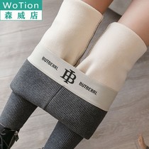Fall winter plus velvet padded cotton high waist gray outer wear slimming large size leggings women's lamb velvet northeast warm pants