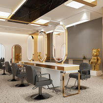 Stainless steel marble barber shop mirror table cabinet integrated Net red hair shop tide shop hairdressing mirror hair salon dedicated