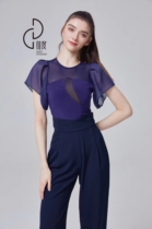 Dimension Morden Dance Pants Children New Short Sleeves National Mark Dance Practice Suit Conjoined Blouse Latin Dance Performance Clothing