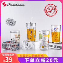 Overnight Oatmeal Cup Pasparch imported cartoon Glass Milk Cup ins with scale microwave to heat