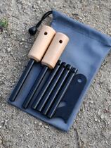 Wooden handle outdoor Flint outdoor fire rod wilderness survival fire stick survival home emergency equipment