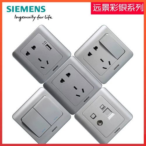 Siemens Switch Socket Vision Color Silver -Hole с одним открытым USB Computer Air -Condition Power Panel 86 Тип Бесплатная доставка