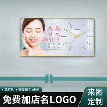 Beauty salon health Hall clock decorative painting custom free design SPA center silent clock wall clock