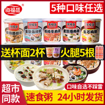 Haifusheng breakfast porridge combination 10 cups of paved eggs lean meat freeze-dried food nutrition meal replacement fast food instant congee rice