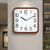 Square light luxury modern wall clock living room home fashion bedroom silent clock clock non-perforated wall small wall watch