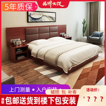 Hotel bed Hotel furniture Standard room full set of customized hotel apartment furniture bed Express hotel rental room Hotel bed