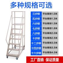 Mobile climbing ladder silent wheel supermarket warehouse pick-up shelf custom warehouse with brake tally