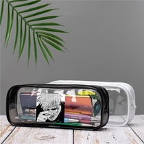 Cross-border spell back war pen bag fashion simple transparent student stationery bag portable creative zipper pencil storage bag