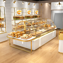  Bread display Nakajima cabinet West point cake cabinet model cabinet Commercial curved glass titanium-plated pastry display counter