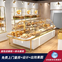 Bread display Nakajima cabinet West cake cabinet model cabinet commercial curved glass titanium-plated pastry display counter